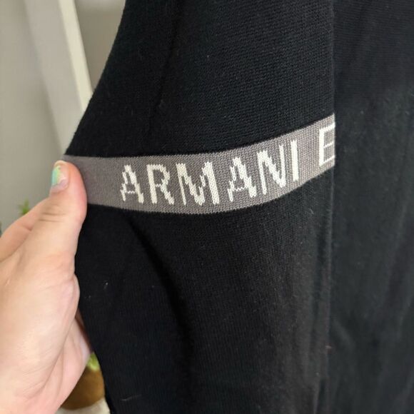 Armani Exchange Black Cotton Knit Full Zip Sweater hoodie - Picture 8 of 8